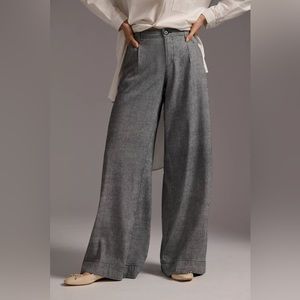 Linen Low-Rise Wide Leg Pants 6 Black (grey/black)
